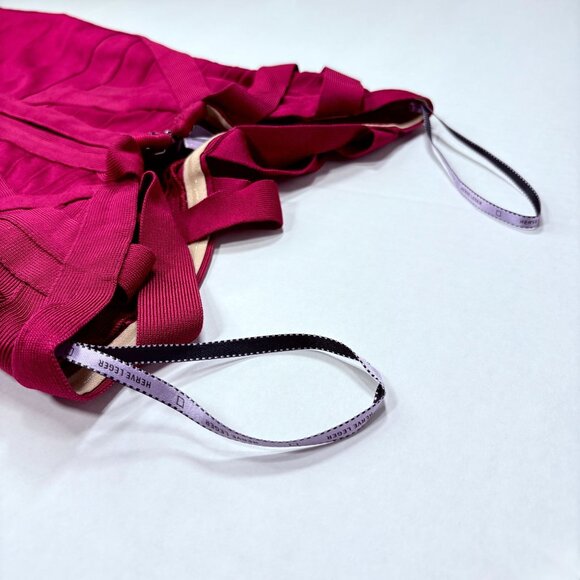 Herve Leger Burgundy Red Double Strap Bodice Bandage Bodycon Mini Dress XS - Picture 12 of 13